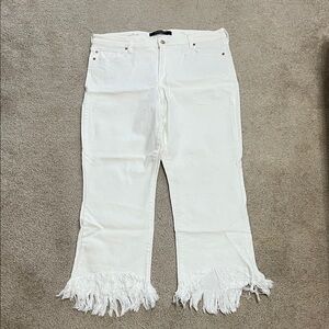 Liverpool White Frayed Hem Crope Flare Jeans
